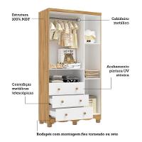Guarda Roupa Infantil Uli New 3 Portas E 3 Gavetas Branco Brilho/amêndoa - Móveis Peroba
