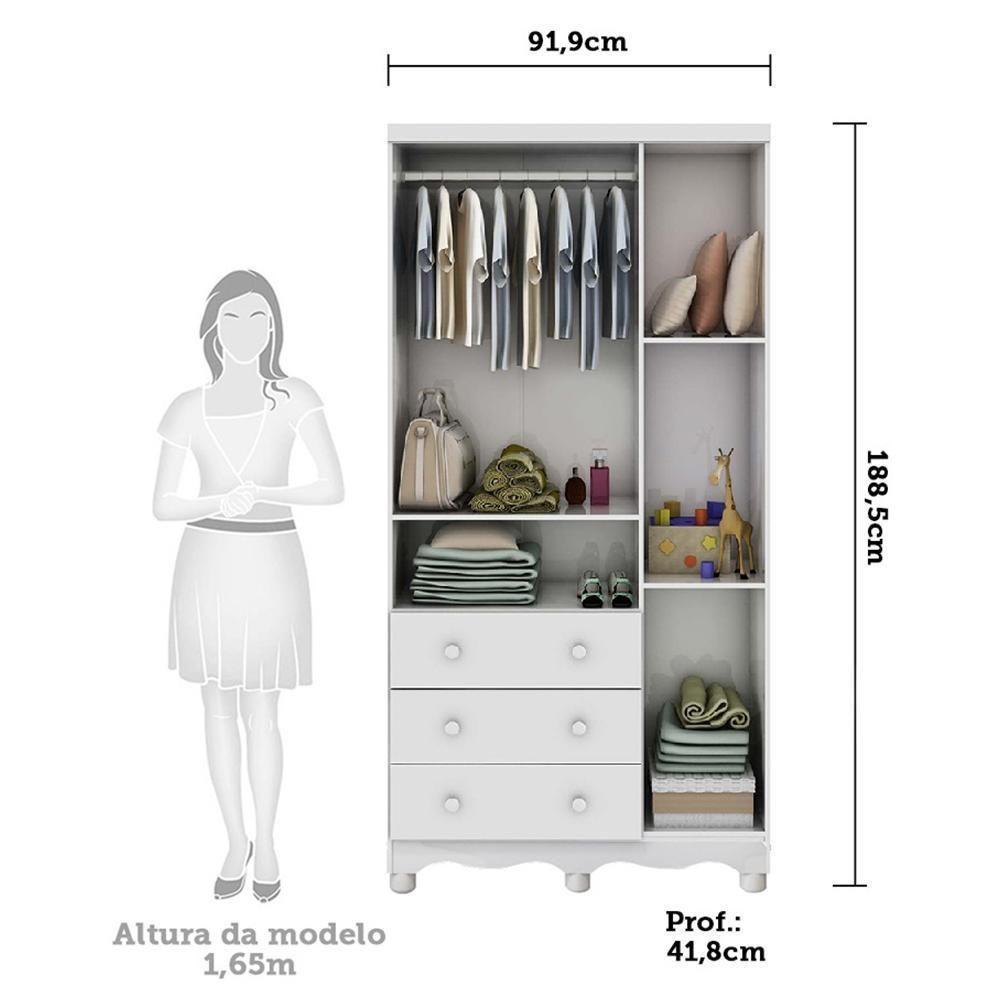 Guarda Roupa Infantil Uli New 3 Portas E 3 Gavetas Branco Brilho - Móveis Peroba - 6