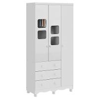 Guarda Roupa Infantil Uli New 3 Portas E 3 Gavetas Branco Brilho - Móveis Peroba - 1
