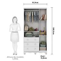 Guarda Roupa Infantil Uli New 3 Portas E 3 Gavetas Branco Brilho - Móveis Peroba - 6