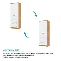 Guarda Roupa Infantil Júnior 2 Portas E 3 Gavetas Branco Brilho/amêndoa - Móveis Peroba - 5