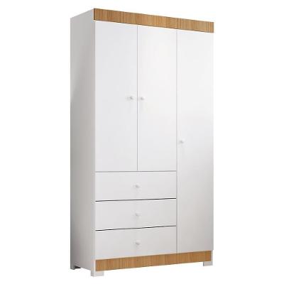 Guarda Roupa Infantil Duda 3 Portas E 3 Gavetas Branco/carvalho - Phoenix Baby
