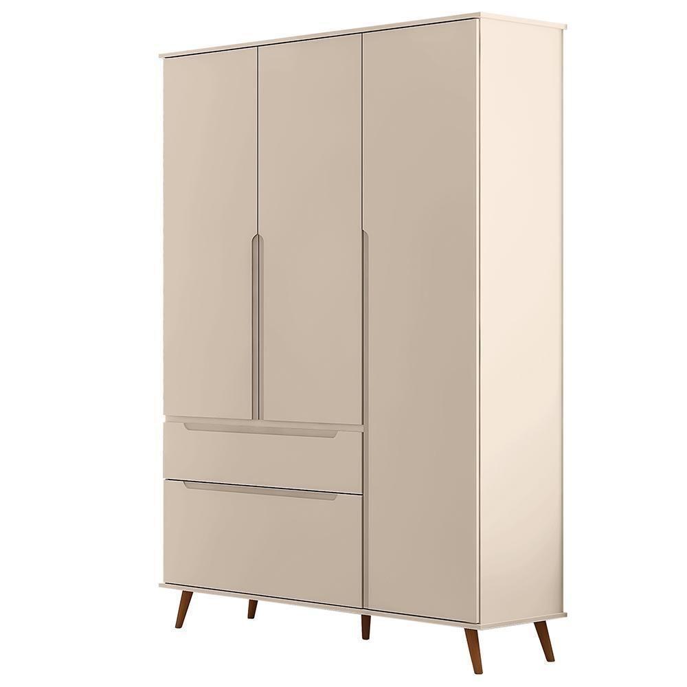 Guarda Roupa Infantil Retrô Melinda 3 Portas E 2 Gavetas Off White - Phoenix Baby - 1