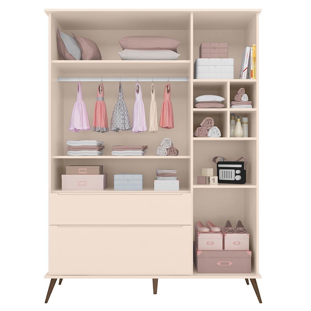 Guarda Roupa Infantil Retrô Melinda 3 Portas E 2 Gavetas Off White - Phoenix Baby - 3