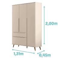 Guarda Roupa Infantil Retrô Melinda 3 Portas E 2 Gavetas Off White - Phoenix Baby - 4