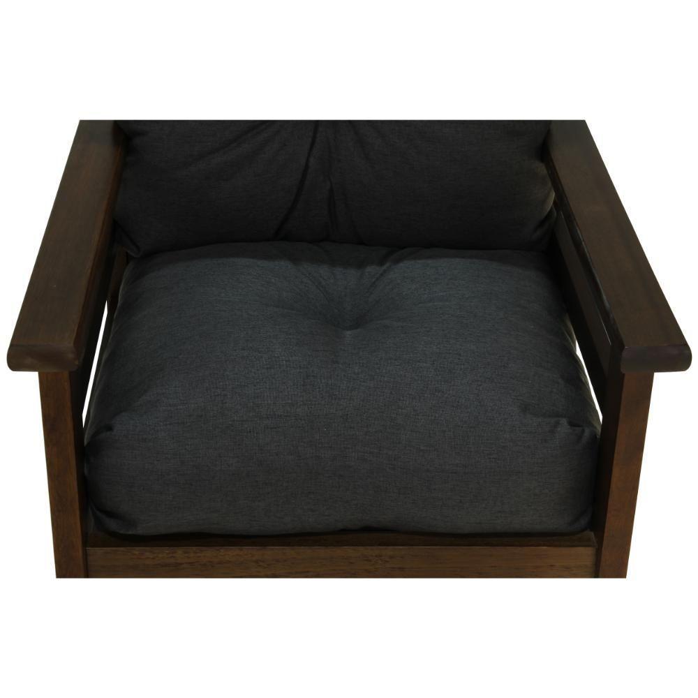 Conjunto Sofá Havaí 3 Lugares + 2 Poltronas De Madeira Com Almofadas Confortáveis - Cinza - 7