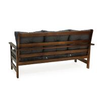 Conjunto Sofá Havaí 3 Lugares + 2 Poltronas De Madeira Com Almofadas Confortáveis - Cinza