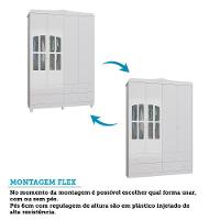 Guarda Roupa Infantil Elô 4 Portas Com Janelas E 4 Gavetas Branco Brilho - Móveis Peroba