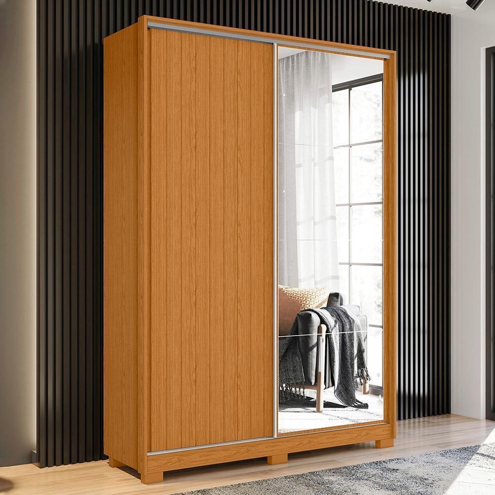 Guarda Roupa Frizatto 2 Portas Deslizantes Flex Cinamomo Com Espelho - Móveis Albatroz Cinamomo - 2