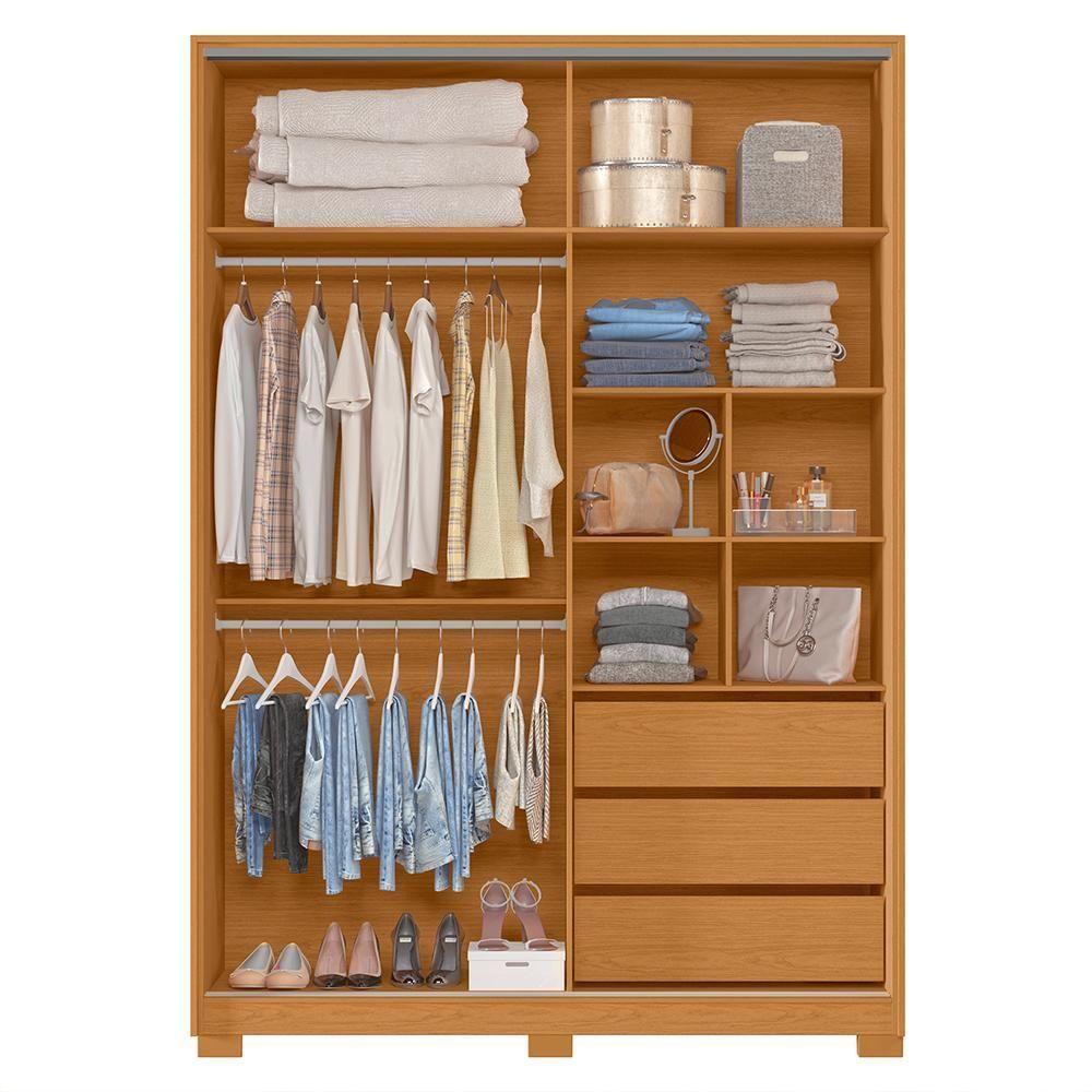 Guarda Roupa Frizatto 2 Portas Deslizantes Flex Cinamomo Com Espelho - Móveis Albatroz Cinamomo - 3