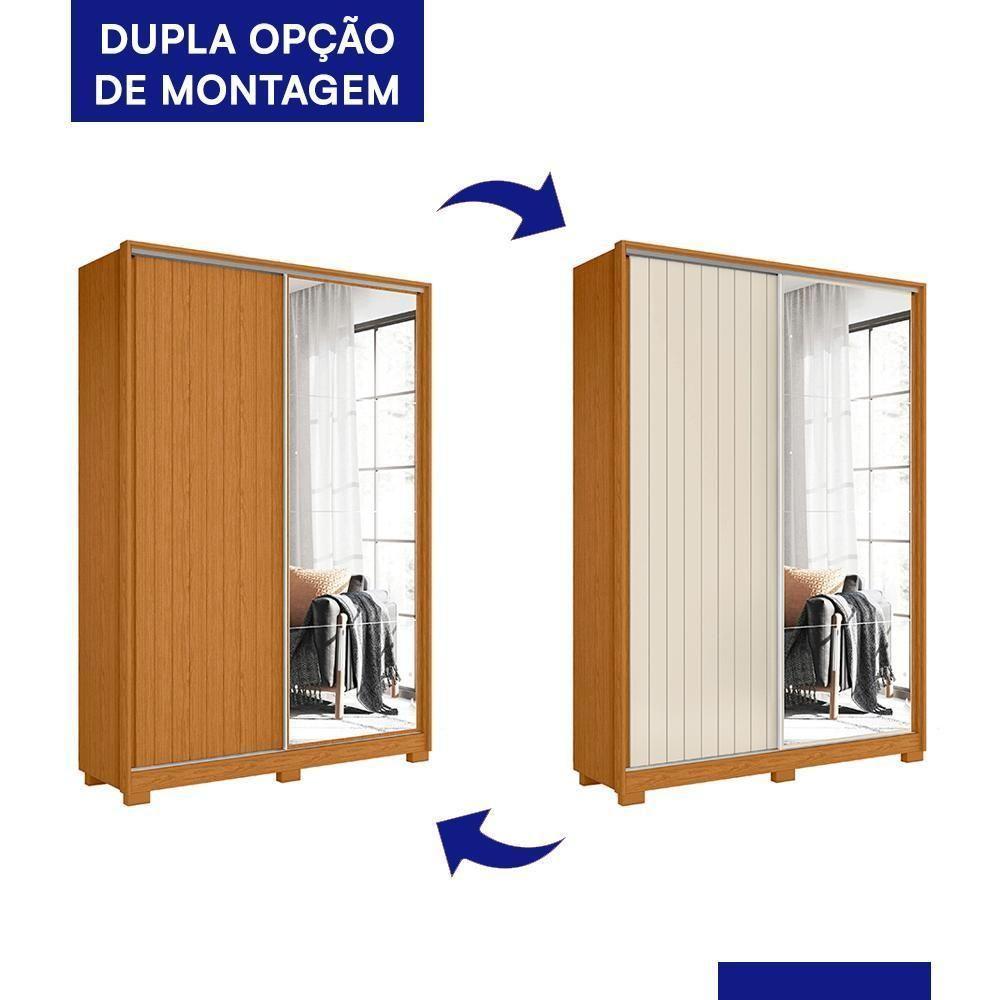 Guarda Roupa Frizatto 2 Portas Deslizantes Flex Cinamomo Com Espelho - Móveis Albatroz Cinamomo - 4