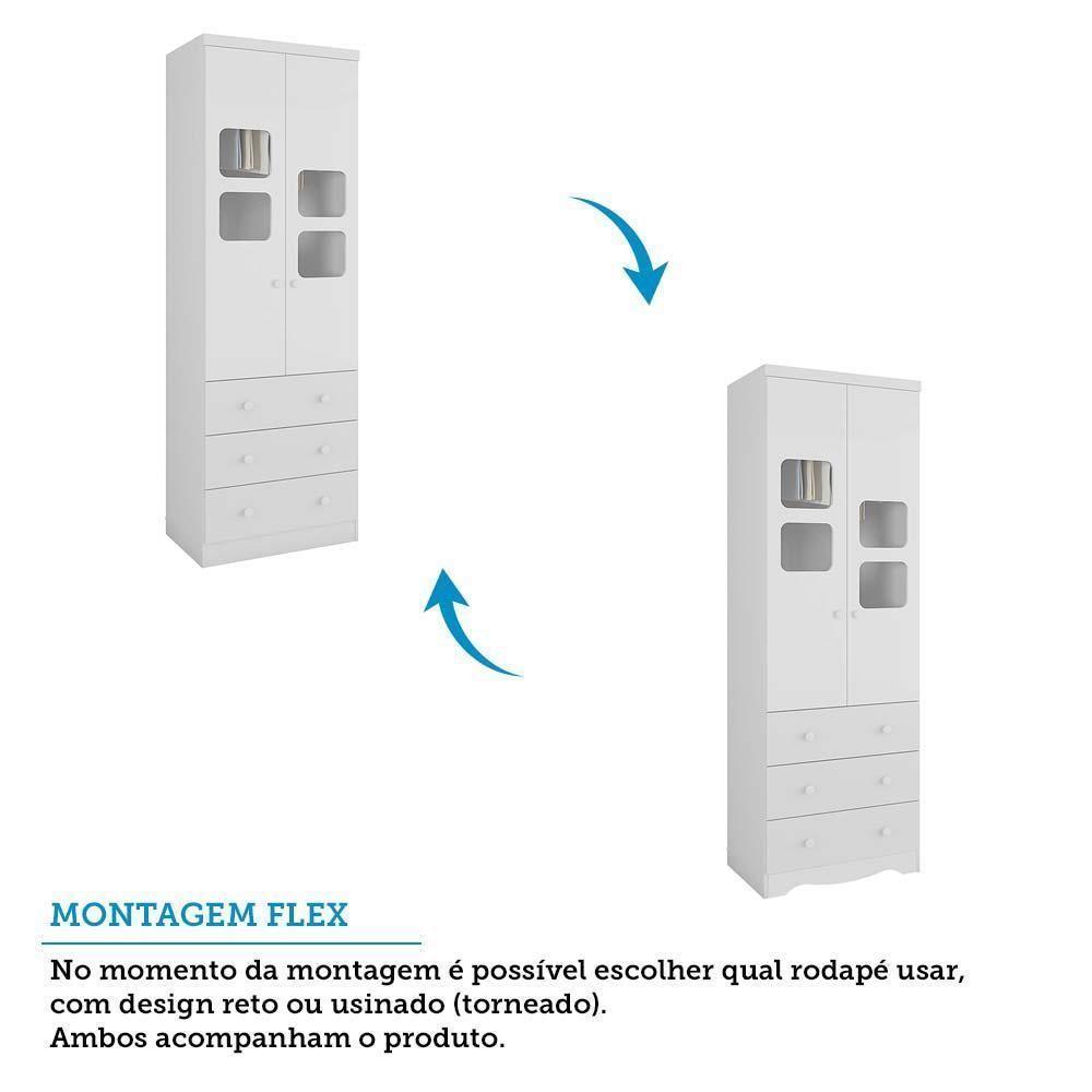 Guarda Roupa Infantil Uli New 2 Portas E 3 Gavetas Branco Brilho - Móveis Peroba - 4