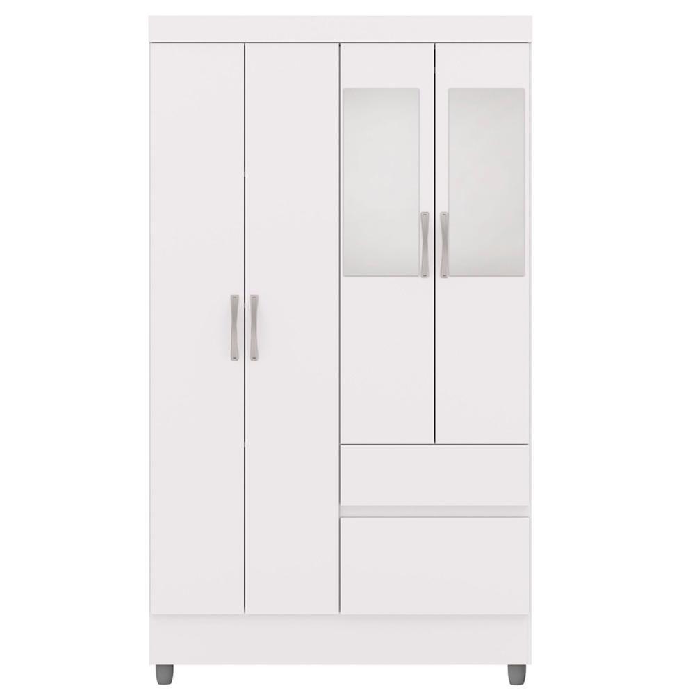 Guarda Roupa Solteiro 103cm Com Espelho Mayra Flex Branco V02 - Mpozenato - 7