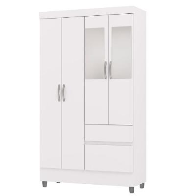 Guarda Roupa Solteiro Mayra Flex Branco V02 4 Portas de Bater 2 Gavetas Branco Mpozenato