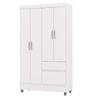 Guarda Roupa Solteiro 103cm 4 Portas Mayra Flex Branco V02 - Mpozenato - 1