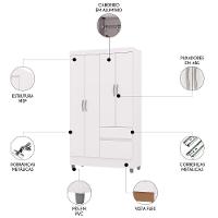 Guarda Roupa Solteiro 103cm 4 Portas Mayra Flex Branco V02 - Mpozenato - 3