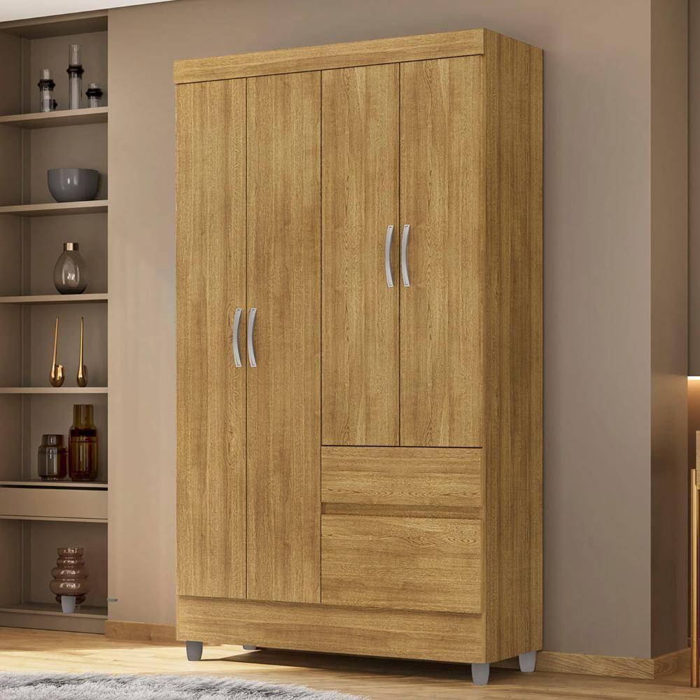 Guarda Roupa Solteiro 103cm Com 4 Portas Ideal Nature - Vila Rica - 2