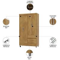 Guarda Roupa Solteiro 103cm Com 4 Portas Ideal Nature - Vila Rica - 3