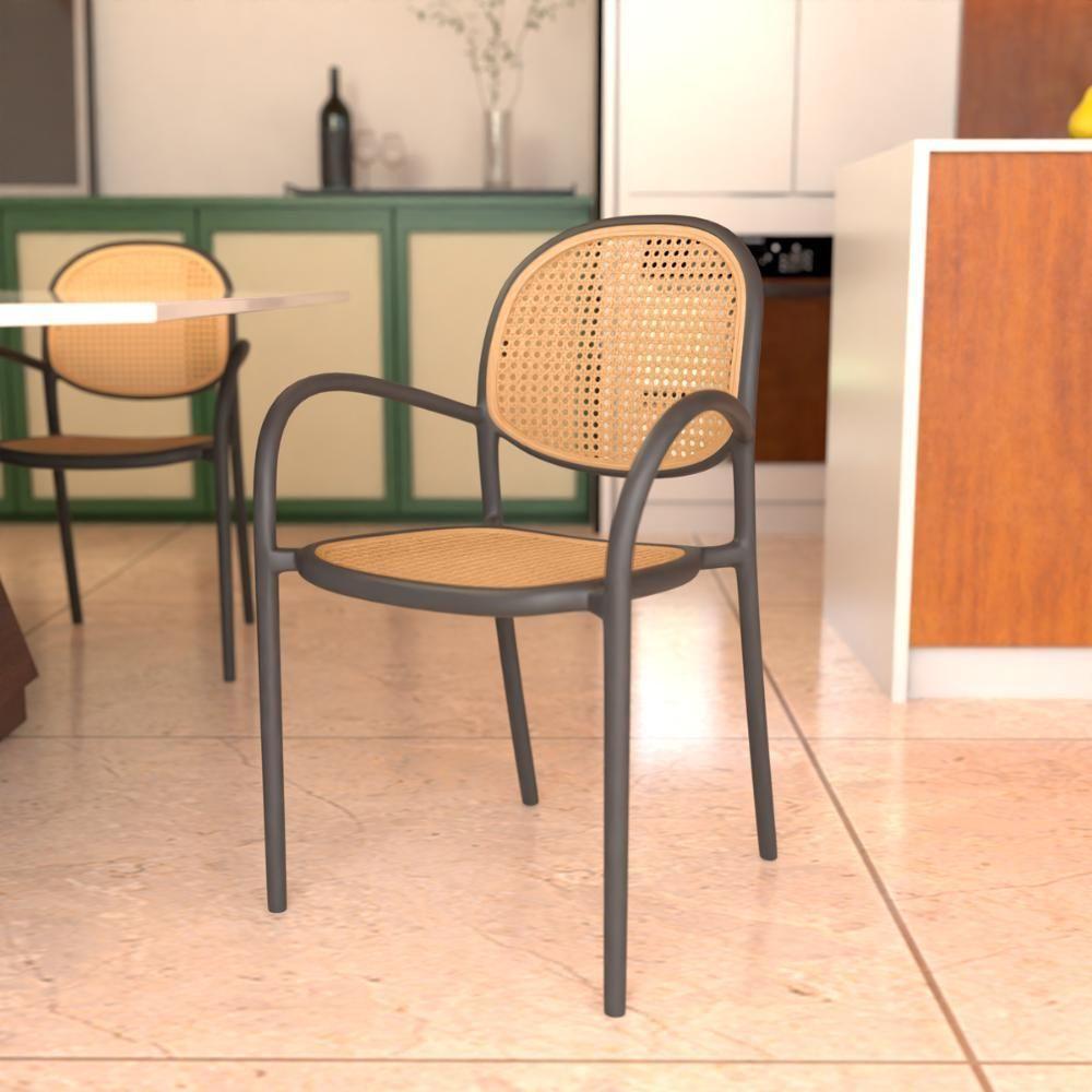 Kit 10 Cadeiras De Jantar Roma Com Braço Para Sala E Cozinha - Preto - 8