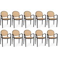 Kit 10 Cadeiras De Jantar Roma Com Braço Para Sala E Cozinha - Preto - 1