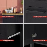 Aparador Buffet Ditália 1 Porta 2 Gavetas Com Tampo Bn-01 Preto - 8