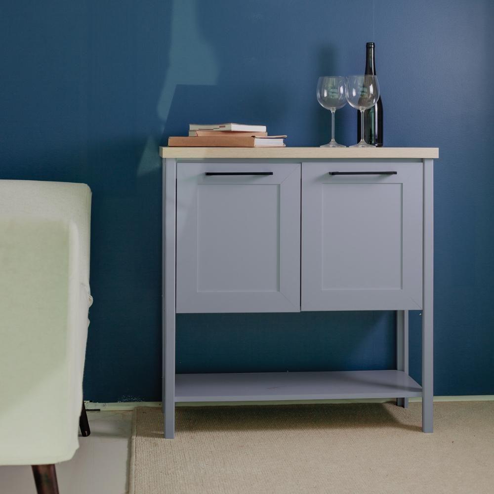 Aparador Buffet Ditália 2 Portas Com Tampo Bn-02 Cinza - 2