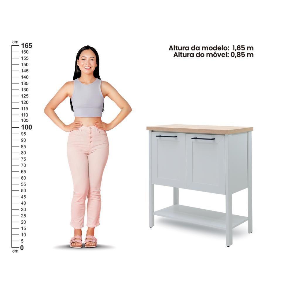 Aparador Buffet Ditália 2 Portas Com Tampo Bn-02 Cinza - 5