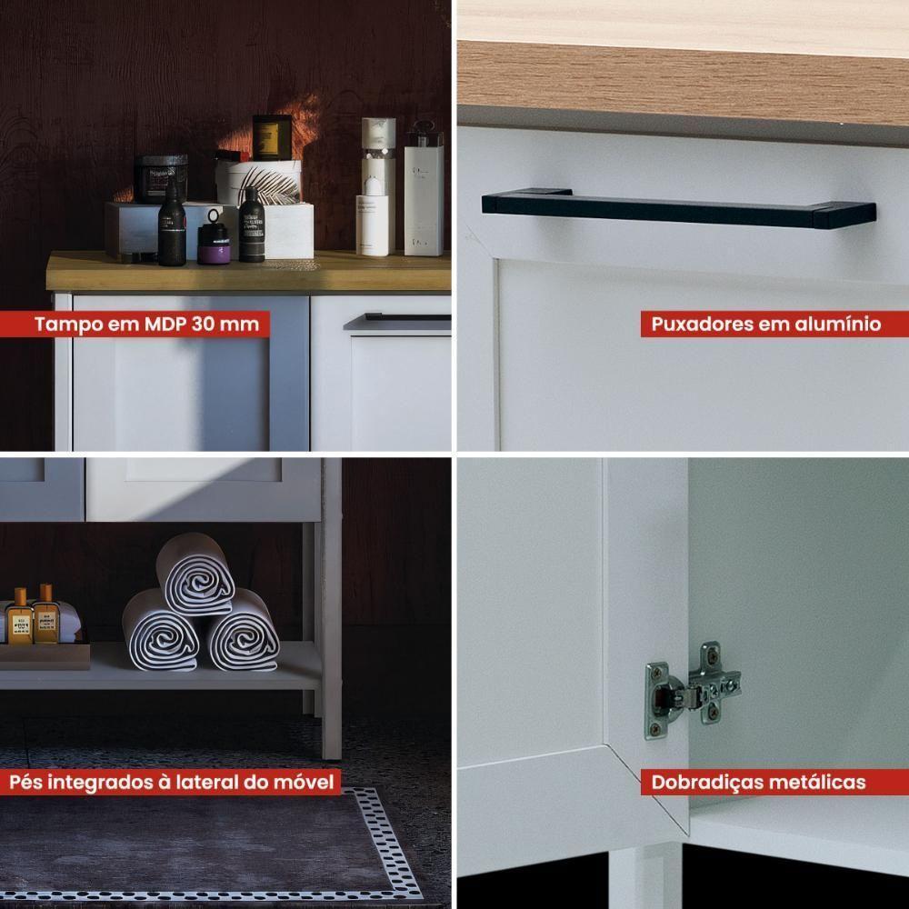 Aparador Buffet Ditália 2 Portas Com Tampo Bn-02 Cinza - 8