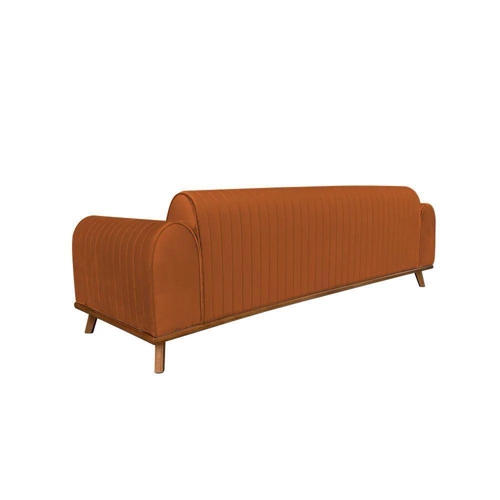 Sofá Living átila 2,10m Em Veludo Terracota Base Madeira Maciça - 5