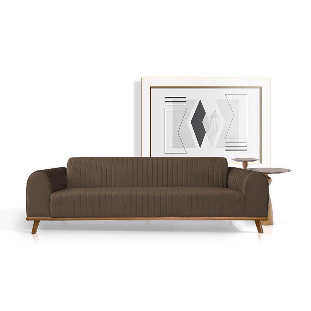 Sofá Living átila 2,50m 5 Lugares Veludo Marrom - 1