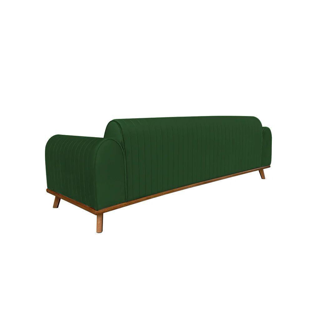 Sofá Living átila 2,10m Em Veludo Verde Base Madeira Maciça - 5
