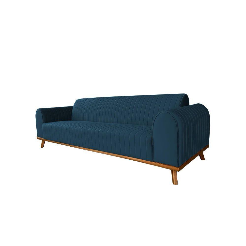 Sofá Living átila 2,30m 4 Lugares Em Veludo Azul Marinho - 3