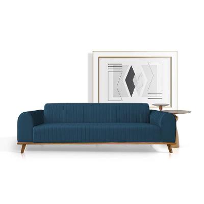 Sofá Living átila 2,30m 4 Lugares Em Veludo Azul Marinho
