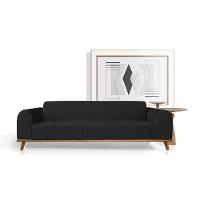 Sofá Living átila 2,10m Em Veludo Preto Base Madeira Maciça - 1