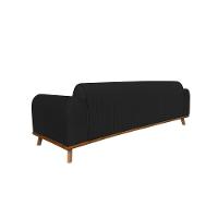 Sofá Living átila 2,10m Em Veludo Preto Base Madeira Maciça - 5