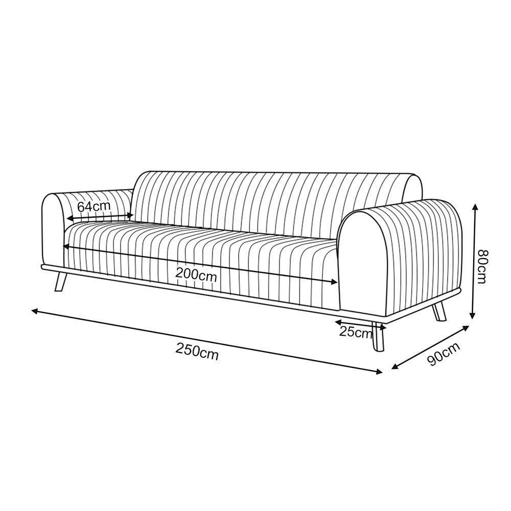 Sofá Living átila 2,50m 5 Lugares Veludo Bege - 4