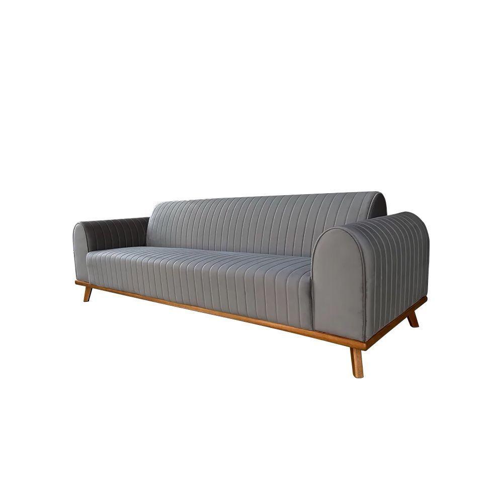 Sofá Living átila 2,50m 5 Lugares Veludo Chumbo - 3