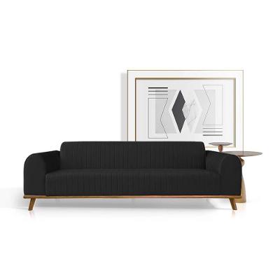 Sofá Living átila 2,50m 5 Lugares Veludo Preto