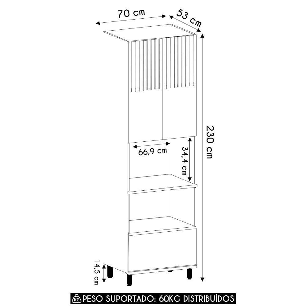 Paneleiro Cozinha Torre Quente 70cm Pierre Carvalho/cinza L01 - Mpozenato - 4