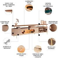 Rack Tv 85 Pol 220cm 2 Portas Com Led Dalya Off/castanho H01 - Mpozenato - 3
