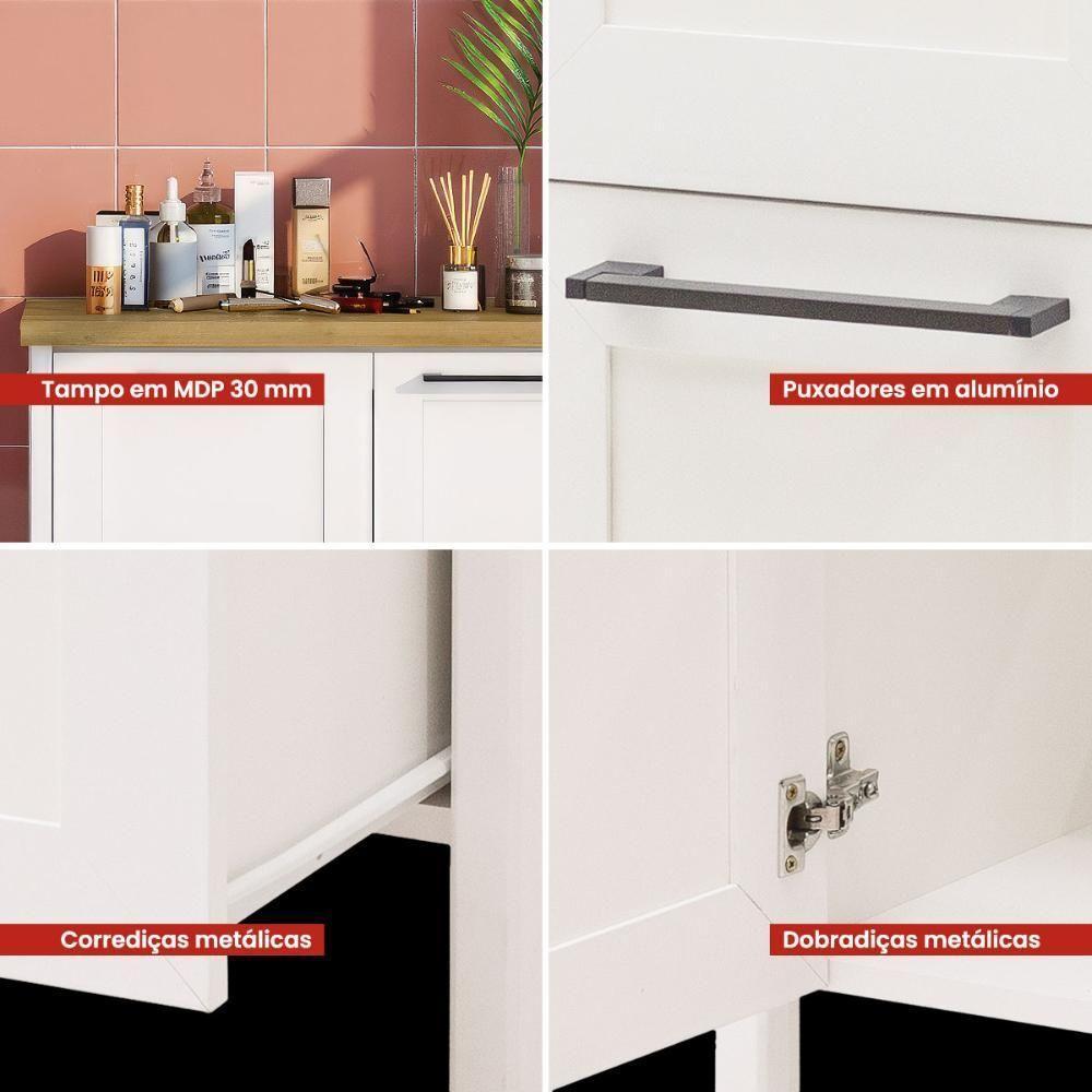 Aparador Buffet Ditália Com Tampo + Espelho Bn-01 Branco - 8