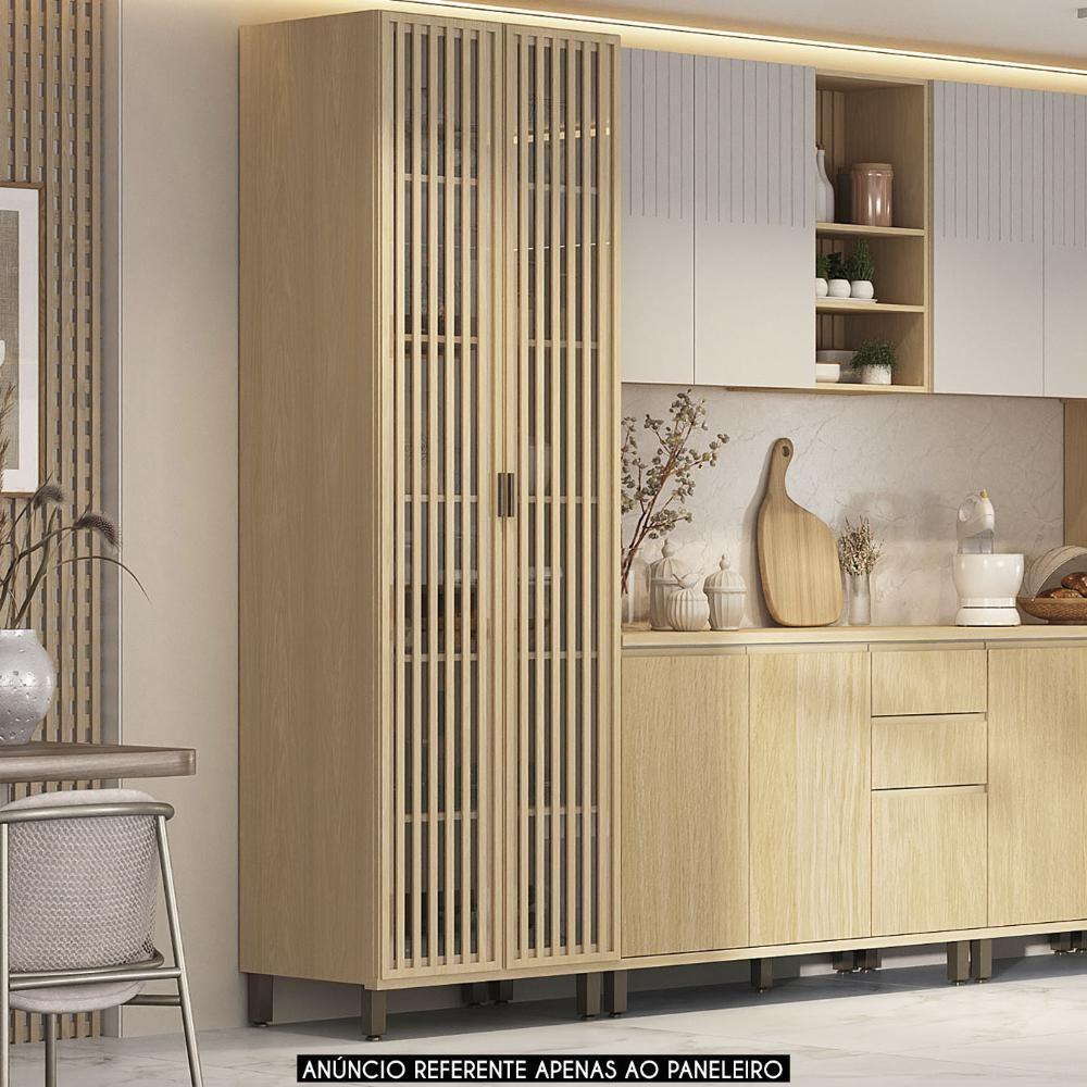 Paneleiro De Cozinha 2 Portas 70cm Cristaleira Pierre Carvalho L01 - Mpozenato - 2