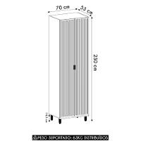 Paneleiro De Cozinha 2 Portas 70cm Cristaleira Pierre Carvalho L01 - Mpozenato