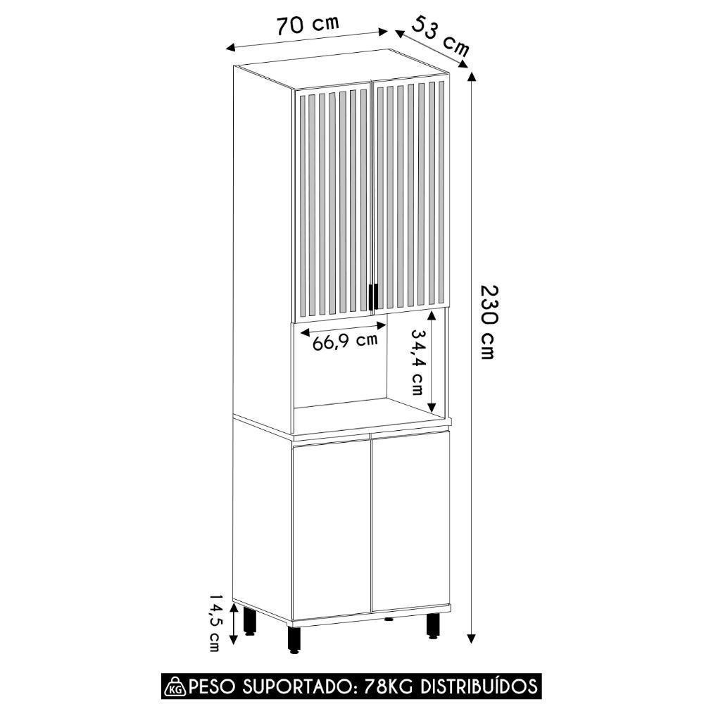 Paneleiro De Cozinha Para Micro-ondas Pierre Carvalho/cinza L01 - Mpozenato - 4