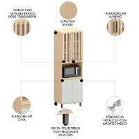 Paneleiro De Cozinha Para Micro-ondas Pierre Carvalho/cinza L01 - Mpozenato - 3
