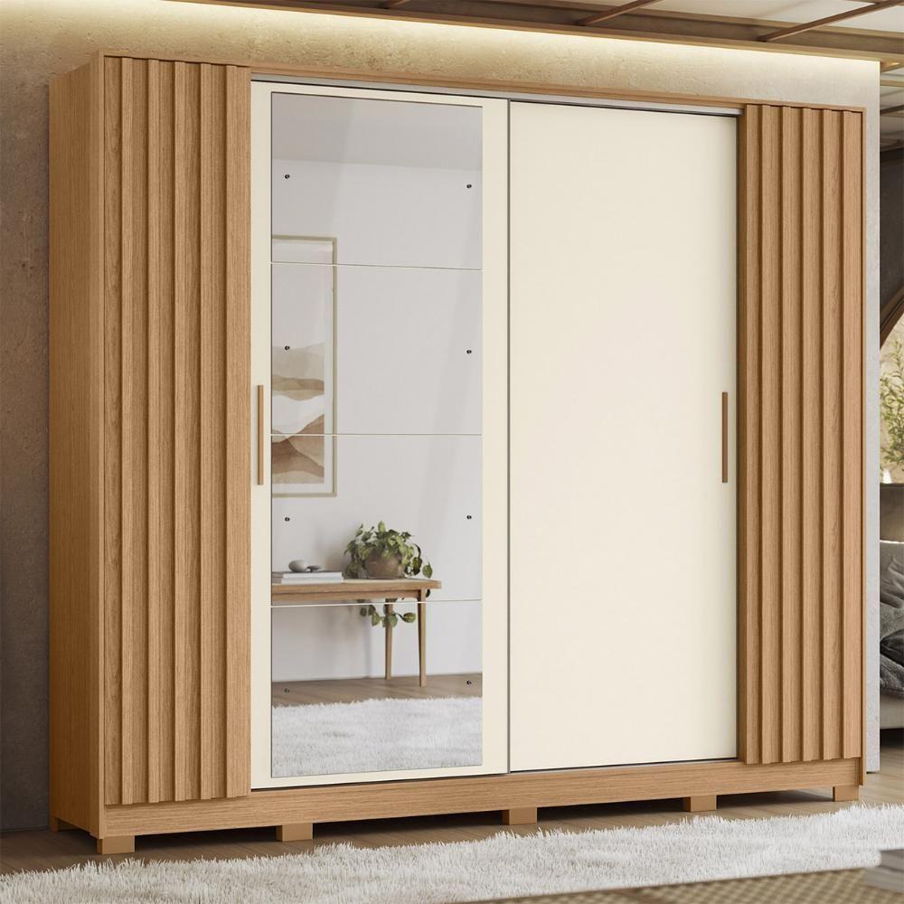 Guarda Roupa Casal 270cm 4 Espelhos Jacarandá Flex Off/freijó - Albatroz - 2