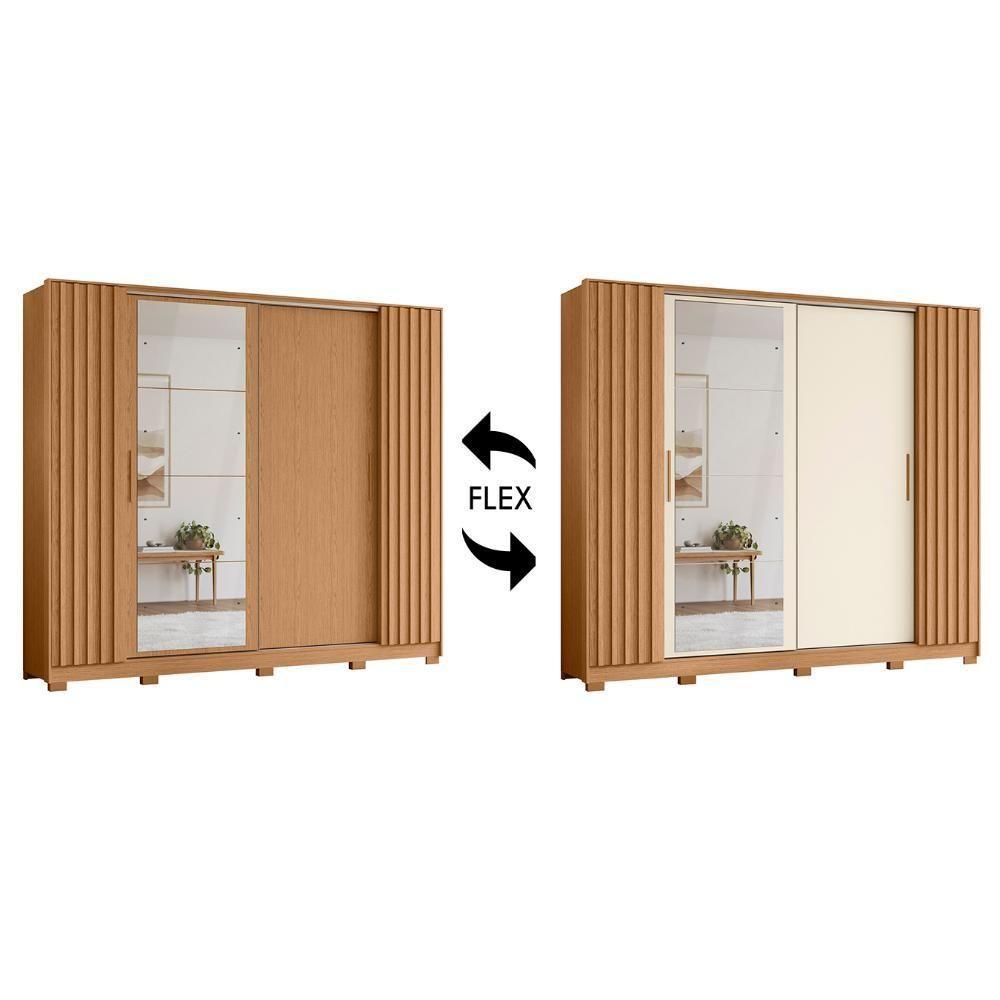 Guarda Roupa Casal 270cm 4 Espelhos Jacarandá Flex Off/freijó - Albatroz - 5
