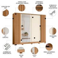 Guarda Roupa Casal 270cm 4 Espelhos Jacarandá Flex Off/freijó - Albatroz - 3