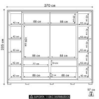 Guarda Roupa Casal 270cm 4 Espelhos Jacarandá Flex Off/freijó - Albatroz