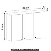 Armário De Cozinha Aéreo 120cm 3 Portas Mirella Freijó L01 - Mpozenato